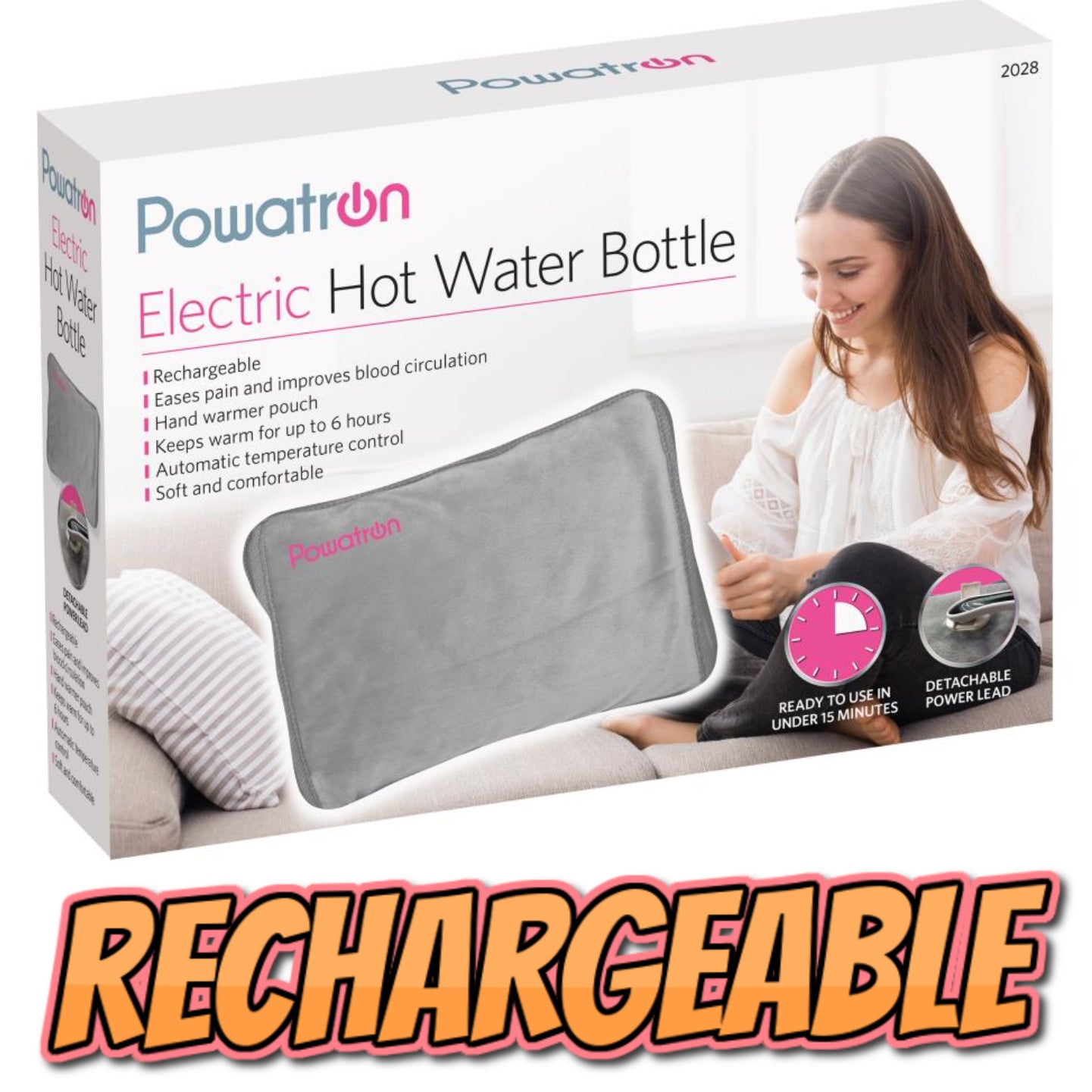 Grey Rechargeable Electric Hot Water Bottle Bed Hand Warmer Massaging Heat Pad Grey Rechargeable Electric Hot Water Bottle Bed Hand Warmer Massaging Heat Pad
